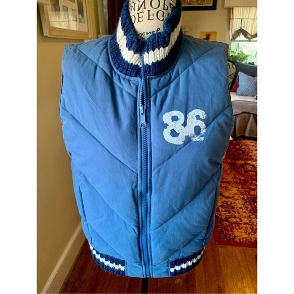 Victoria’s Secret Pink Vest Jacket Puffer Blue Logo Snowboard Down Feather - Picture 7 of 7
